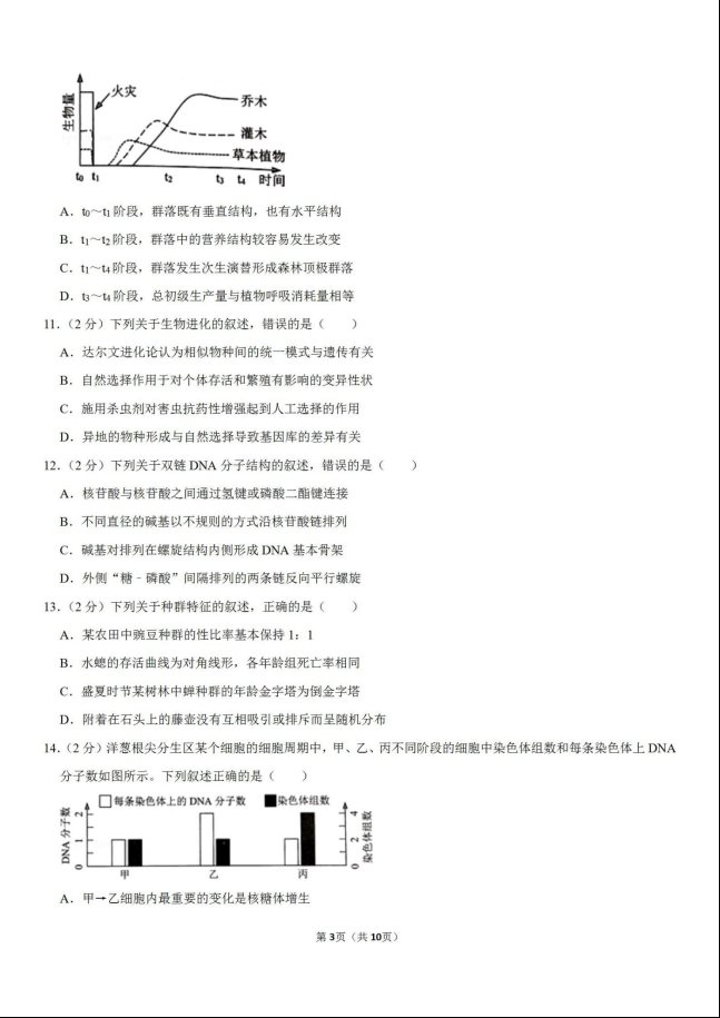 2020年浙江温州生物高考模拟试题