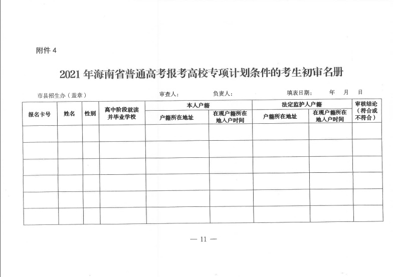 2021年海南重点高校在琼实施专项计划工作安排