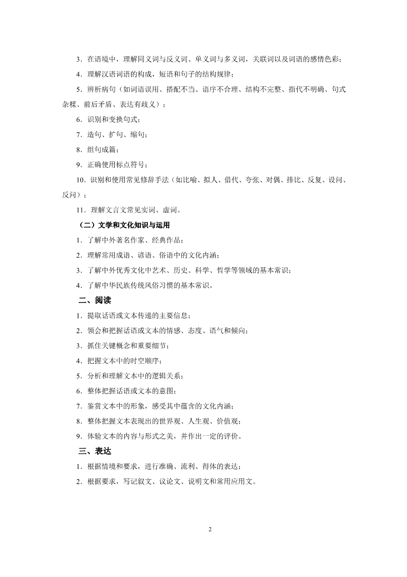 2019年高考汉语考试大纲公布（2021年高考汉语大纲参考）