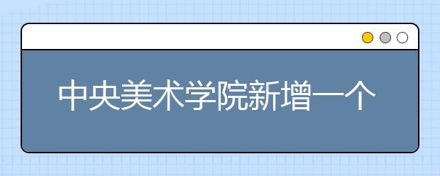 中央美术学院新增一个招生专业