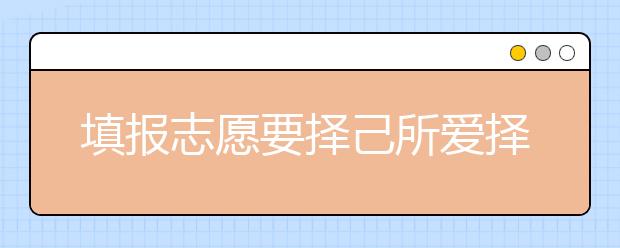 填报志愿要择己所爱择己所长