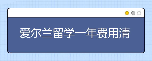 爱尔兰留学一年费用清单 赴爱留学要准备多少钱