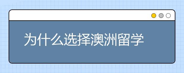 为什么选择澳洲留学 澳洲留学有哪些优势