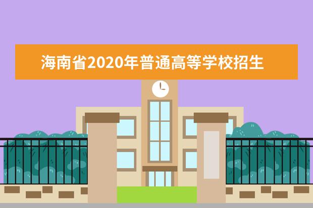 海南省2020年普通高等学校招生：其它招生