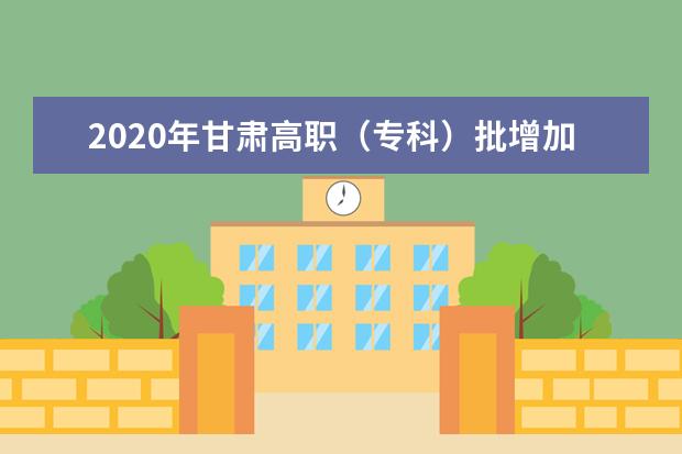 2020年甘肃高职（专科）批增加计划8049人