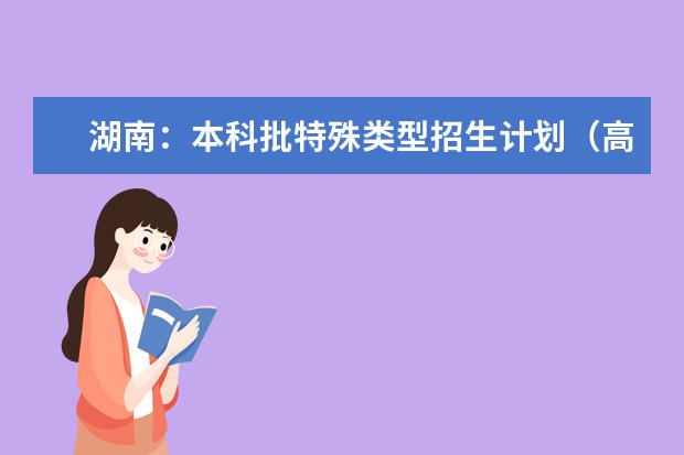 湖南：本科批特殊类型招生计划（高水平运动队、高水平艺术团、高校专项计划、中南大学综合评价录取）