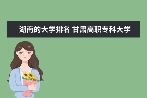 湖南的大学排名 甘肃高职专科大学排名(理科)