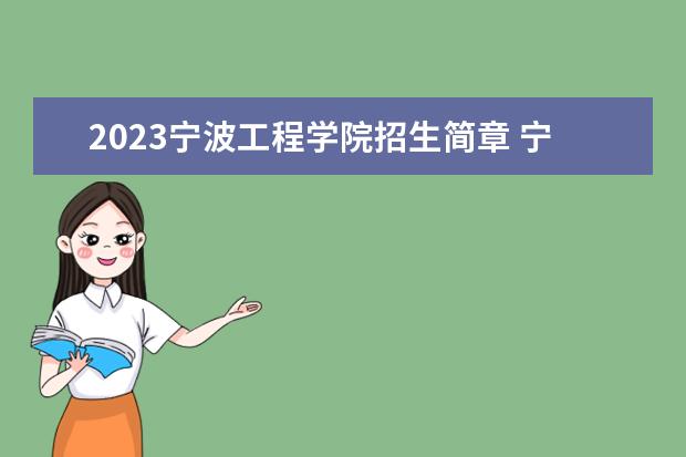 2023宁波工程学院招生简章 宁波工程学院有什么专业