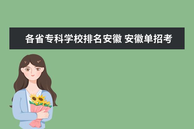 各省专科学校排名安徽 安徽单招考试选保底的学校该选哪些地区的学校? - 百...