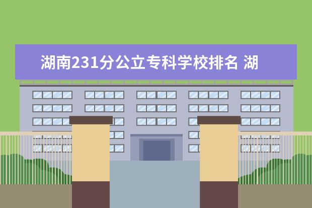 湖南231分公立专科学校排名 湖南美术生统考231文化450能上什么大学