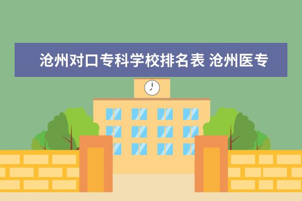 沧州对口专科学校排名表 沧州医专对口升学分数